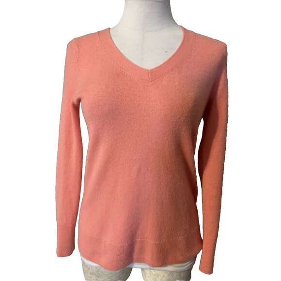 Talbots Cashmere Sweater S Small Coral Pink Orange Long Sleeve Spring - Picture 1 of 9